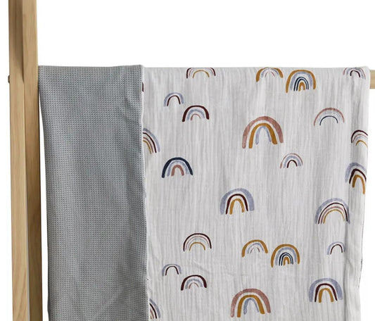 Baby Blanket - Grey / Blue Grey Rainbow