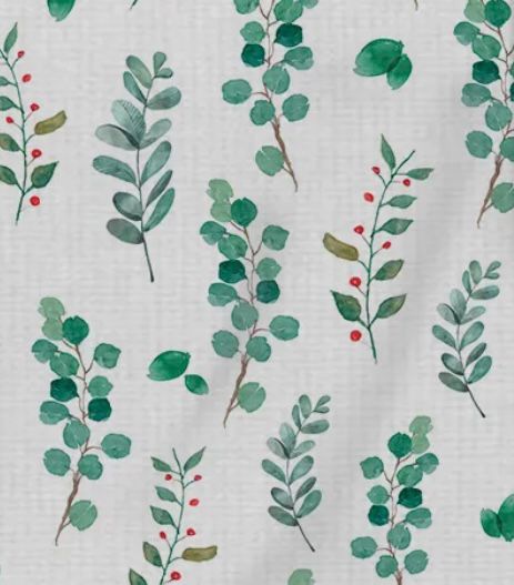 Baby Blanket – Grey / Green Leaf