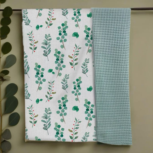 Baby Blanket – Grey / Green Leaf