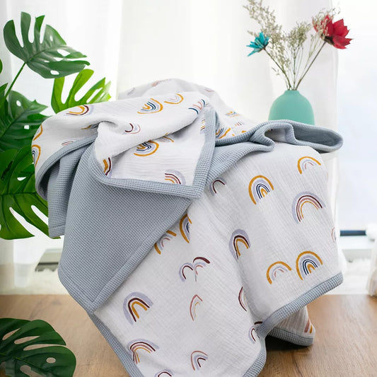Baby Blanket - Grey / Blue Grey Rainbow